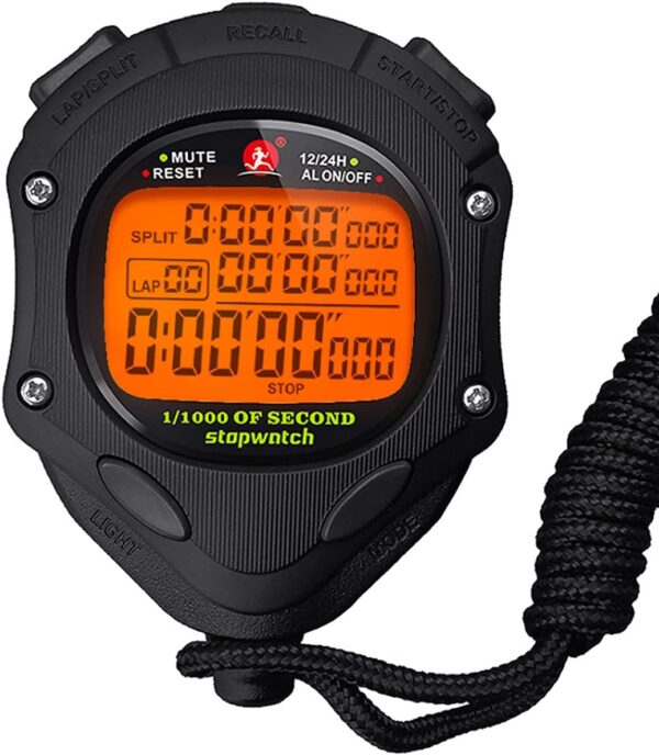 digital stopwatch timer with back light stop watch 0001second timing 100 lap