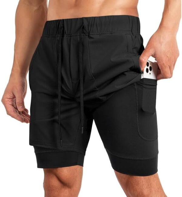 jmierr mens 2 in 1 running shorts 5 quick dry athletic workout shorts with