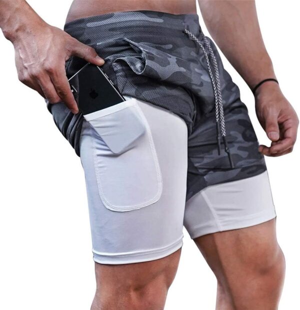 Men’s 2 in 1 Running Shorts with Pockets Quick Dry Breathable Active Gym Workout Shorts