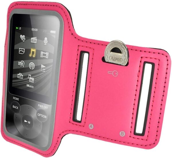 U2761 Anti-Slip Reflective Neoprene Armband Compatible with Sony Walkman NWZ-E585 and NWZ-E380 Sports Jogging Gym - Pink