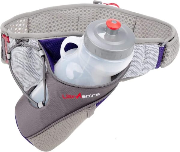 Ultraspire Nerve Hydration Running Trail MBS Waist Belt Pack with 20 oz Bottle, Purple (XL)