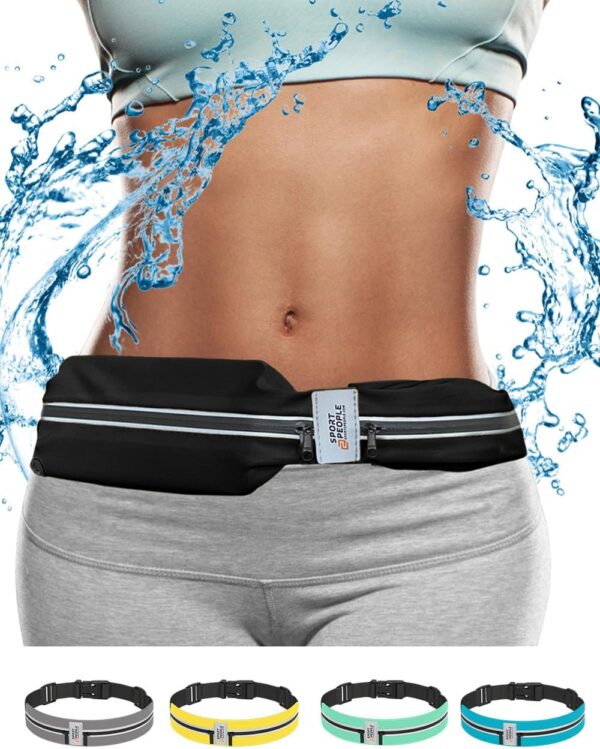 water resistant running belt for women and men with 2 pockets running waist